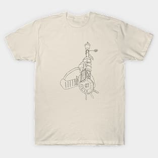 Zombie Ray Gun Blueprint on Creme T-Shirt